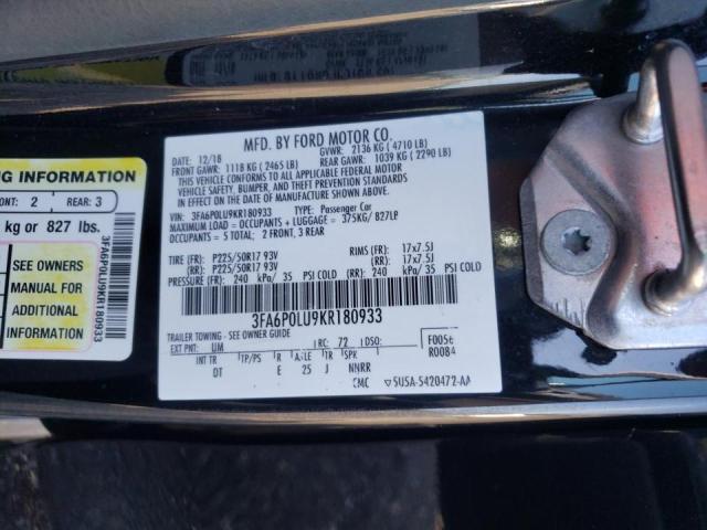Photo 10 from auction – 2019 FORD FUSION SE with VIN 3FA6P0LU9KR180933