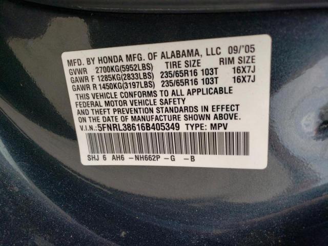 Photo 10 from auction – 2006 HONDA ODYSSEY with VIN 5FNRL38616B405349