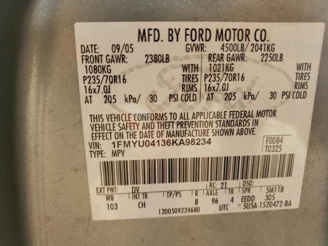 Photo 10 from auction – 2006 FORD ESCAPE LIM with VIN 1FMYU04136KA98234