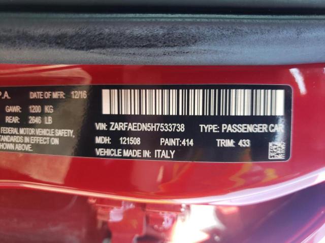 Photo 10 from auction – 2017 ALFA ROMEO GIULIA Q4 with VIN ZARFAEDN5H7533738