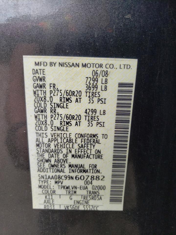 Photo 10 from auction – 2008 NISSAN ARMADA SE with VIN 5N1AA08C99N607882