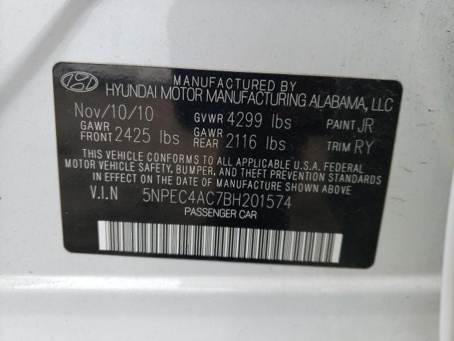 Photo 10 from auction – 2011 HYUNDAI SONATA SE with VIN 5NPEC4AC7BH201574