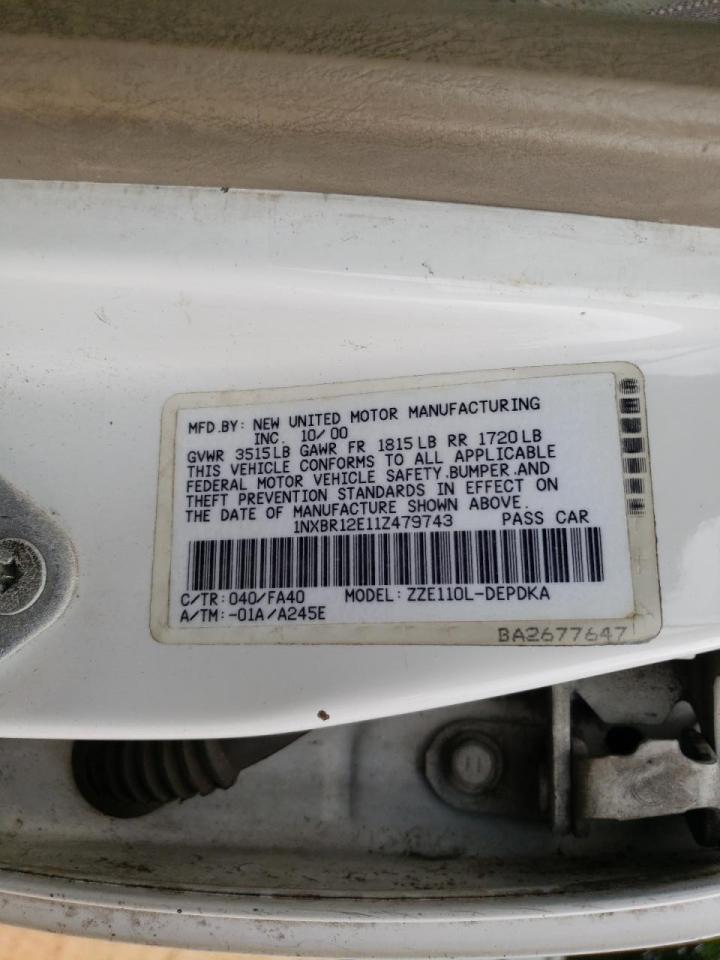 Photo 10 from auction – 2001 TOYOTA COROLLA CE with VIN 1NXBR12E11Z479743