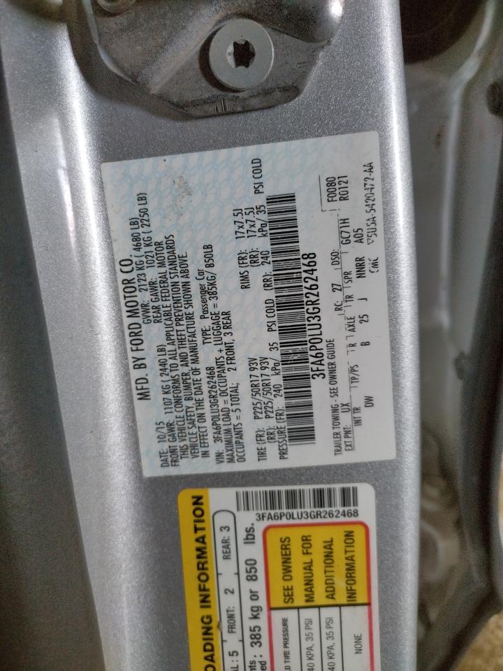 Photo 10 from auction – 2016 FORD FUSION SE with VIN 3FA6P0LU3GR262468