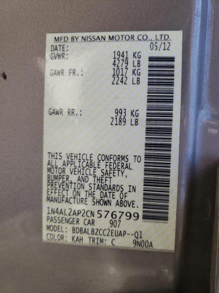 صورة رقم 20 من المزاد - 2012 NISSAN ALTIMA BAS مع VIN 1N4AL2AP2CN576799