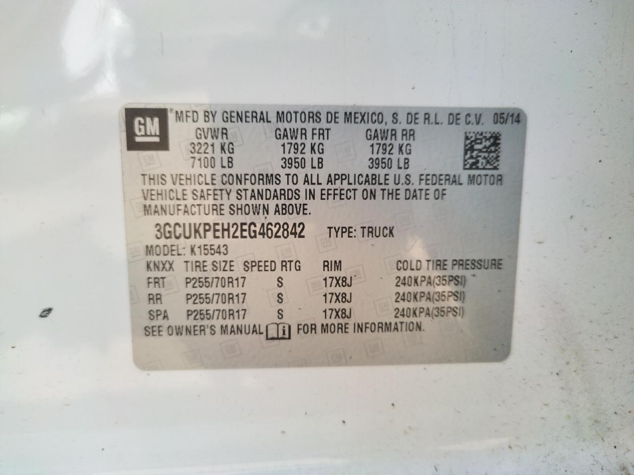 Photo 10 from auction – 2014 CHEVROLET SILVERADO with VIN 3GCUKPEH2EG462842