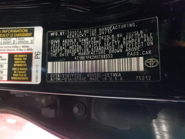 Photo 10 from auction – 2017 TOYOTA CAMRY LE with VIN 4T1BF1FK2HU768553