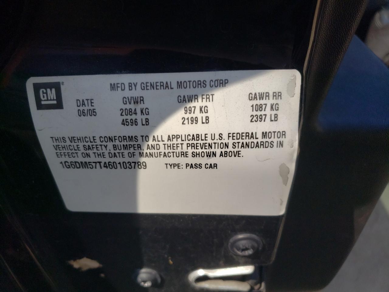 Photo 10 from auction – 2006 CADILLAC CTS with VIN 1G6DM57T460103789