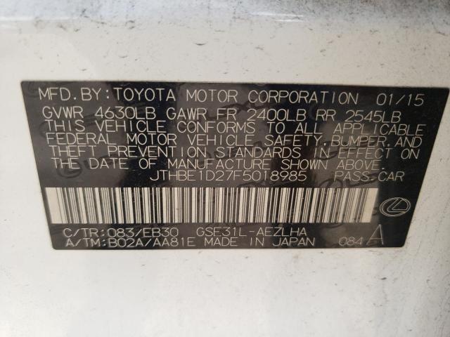 Photo 10 from auction – 2015 LEXUS IS 350 with VIN JTHBE1D27F5018985