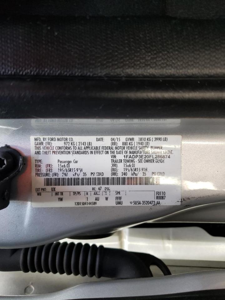 Photo 10 from auction – 2015 FORD FOCUS with VIN 1FADP3E20FL286874