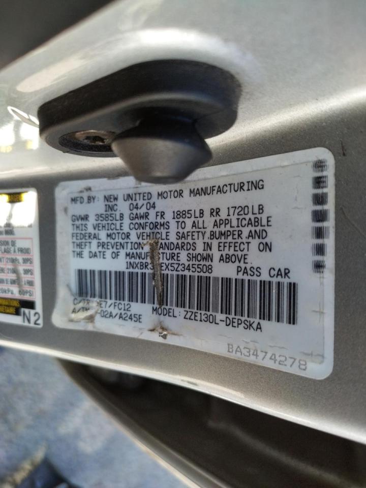 Photo 10 from auction – 2005 TOYOTA COROLLA CE with VIN 1NXBR32EX5Z345508