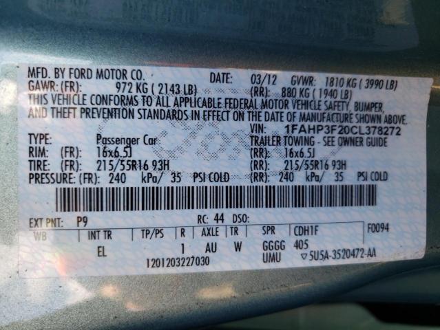 Photo 10 from auction – 2012 FORD FOCUS SE with VIN 1FAHP3F20CL378272