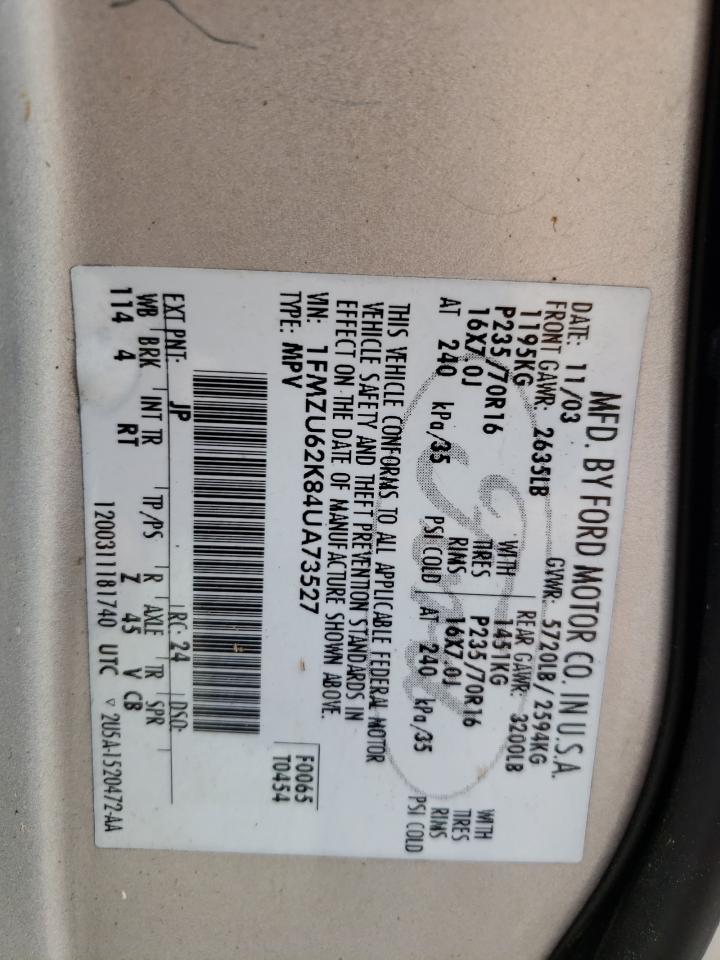 Photo 10 from auction – 2004 FORD EXPLORER X with VIN 1FMZU62K84UA73527