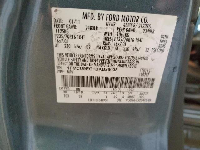 Photo 10 from auction – 2011 FORD ESCAPE LIM with VIN 1FMCU9EG1BKB28035