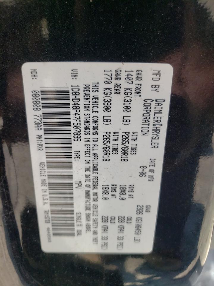 Photo 10 from auction – 2007 DODGE DURANGO SL with VIN 1D8HD48P47F507895