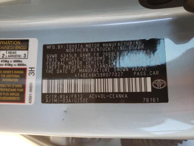 Photo 10 from auction – 2009 TOYOTA CAMRY BASE with VIN 4T4BE46K59R077027