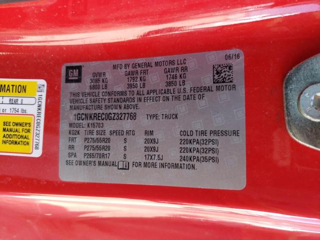 Photo 10 from auction – 2016 CHEVROLET SILVERADO with VIN 1GCNKREC0GZ327768