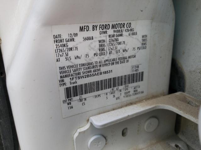Photo 10 from auction – 2010 FORD F250 SUPER with VIN 1FTSW2B55AEB18531