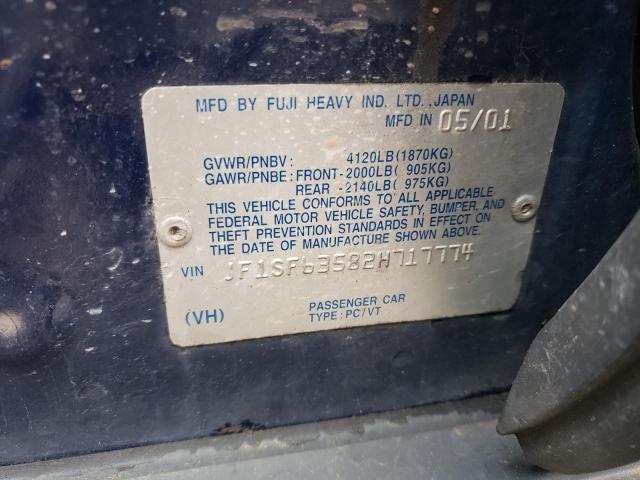 Photo 10 from auction – 2002 SUBARU FORESTER L with VIN JF1SF63582H717774