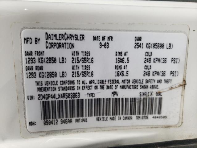Photo 10 from auction – 2004 DODGE GRAND CARA with VIN 2D4GP44LX4R503863