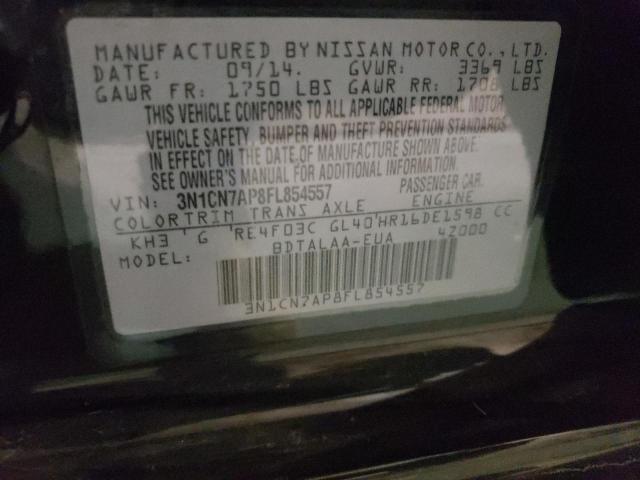 Photo 10 from auction – 2015 NISSAN VERSA S with VIN 3N1CN7AP8FL854557