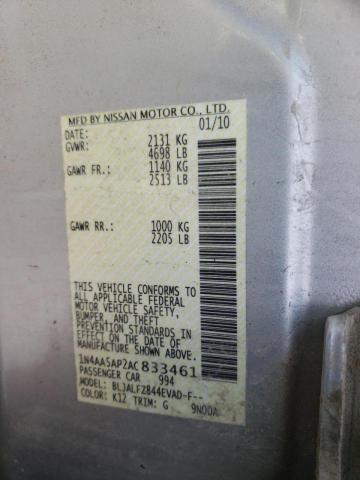 Photo 10 from auction – 2010 NISSAN MAXIMA S with VIN 1N4AA5AP2AC833461