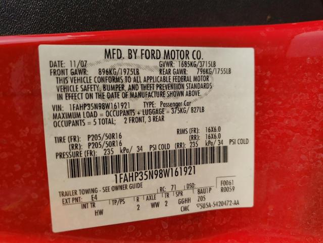 Photo 10 from auction – 2008 FORD FOCUS SE with VIN 1FAHP35N98W161921