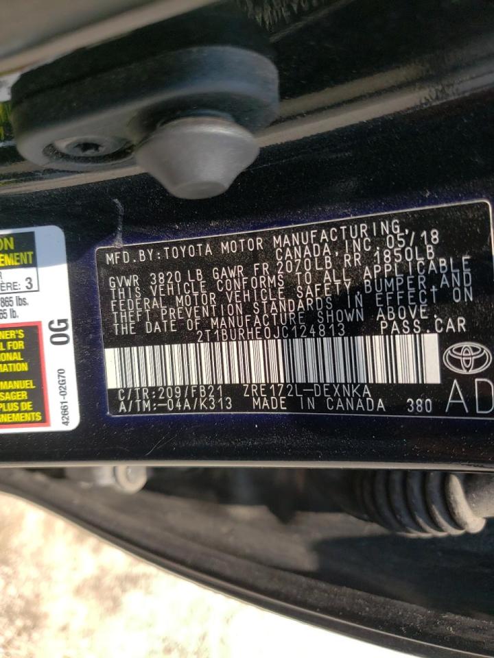 Photo 10 from auction – 2018 TOYOTA COROLLA L with VIN 2T1BURHE0JC124813