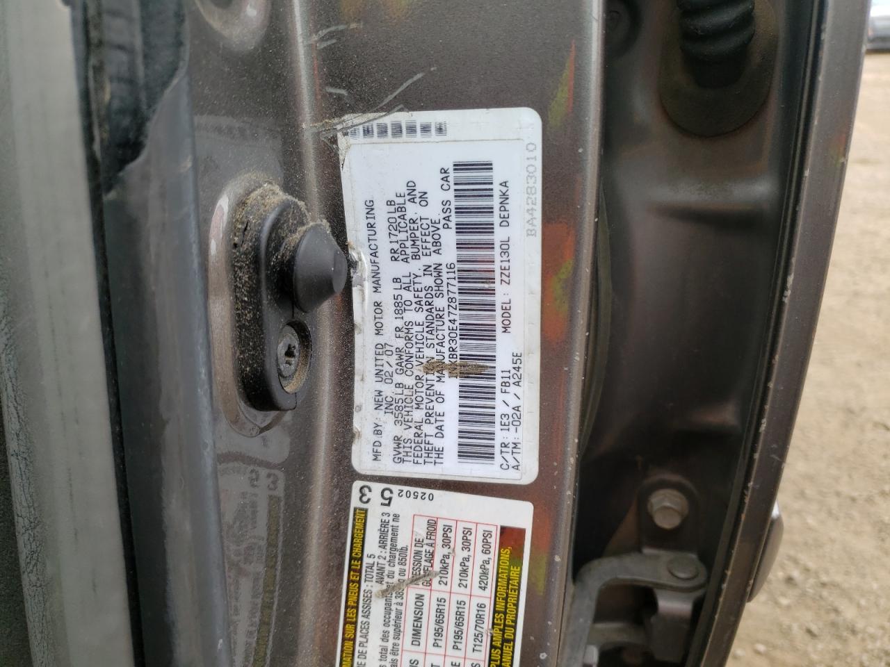 Photo 10 from auction – 2007 TOYOTA COROLLA CE with VIN 1NXBR30E47Z877116