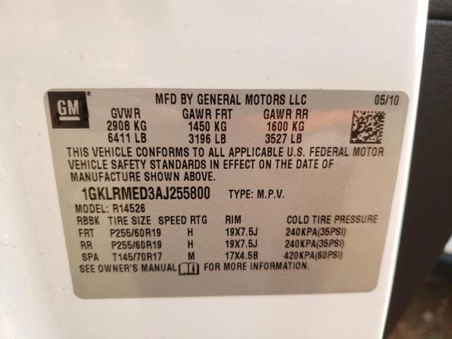 Photo 10 from auction – 2010 GMC ACADIA SLT with VIN 1GKLRMED3AJ255800