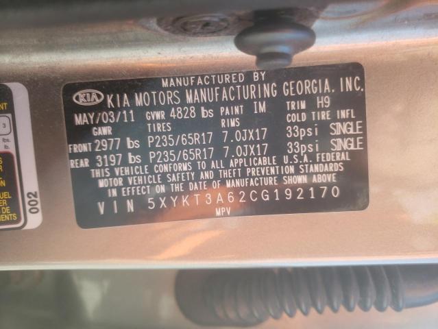 Photo 1 from auction – 2012 KIA SORENTO BA with VIN 5XYKT3A62CG192170