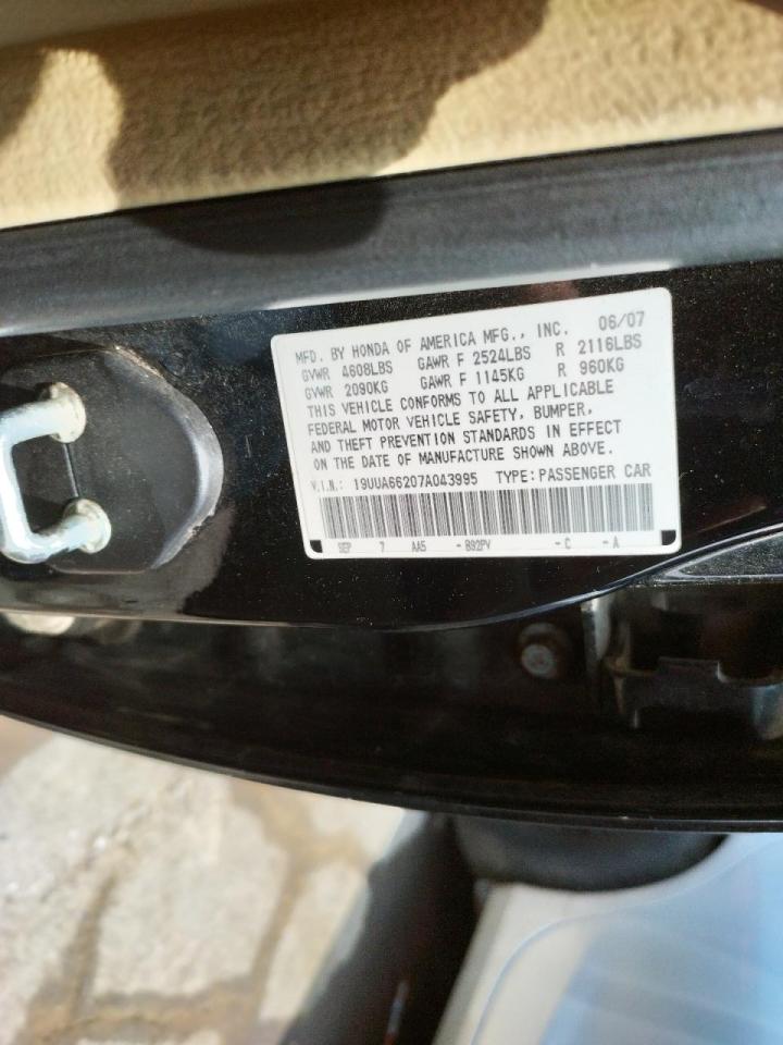 Photo 10 from auction – 2007 ACURA TL with VIN 19UUA66207A043995