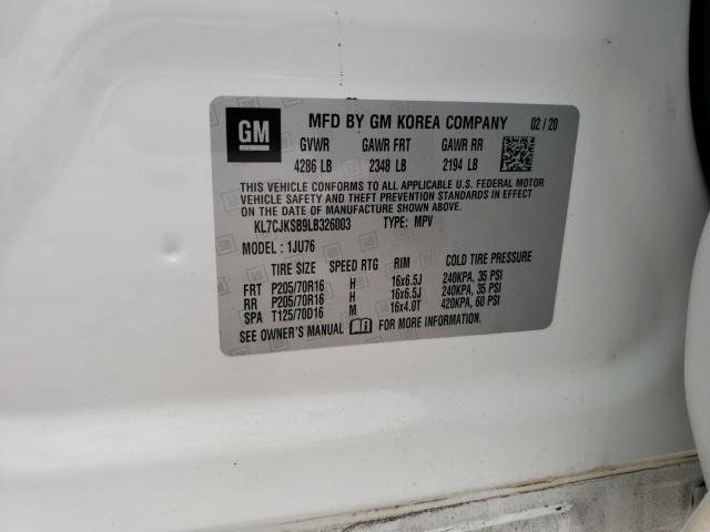 Photo 10 from auction – 2020 CHEVROLET TRAX LS with VIN KL7CJKSB9LB326003