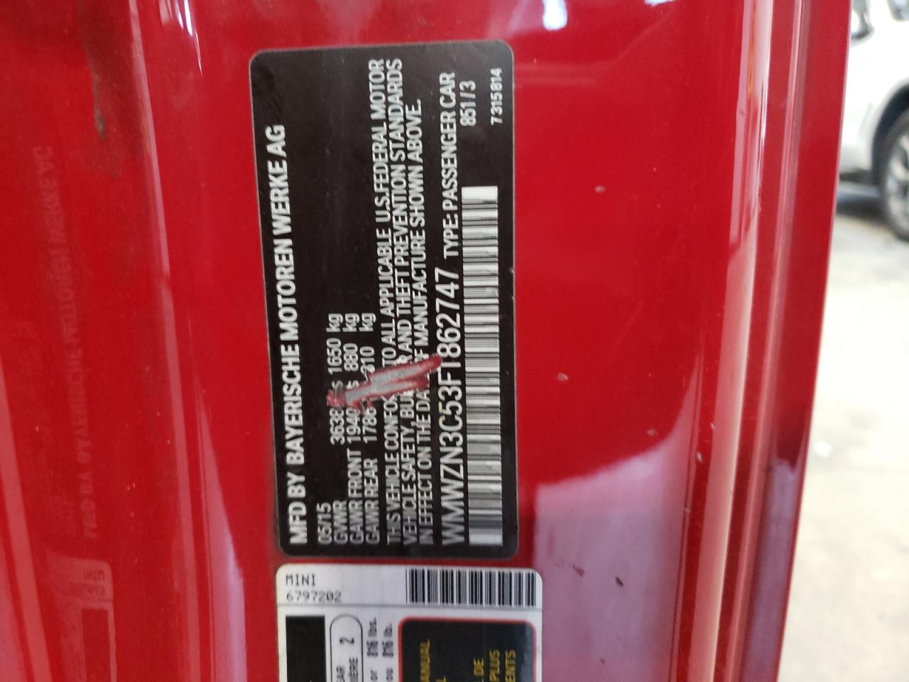 Photo 10 from auction – 2015 MINI COOPER with VIN WMWZN3C53FT862747