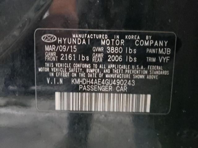 Photo 10 from auction – 2016 HYUNDAI ELANTRA SE with VIN KMHDH4AE4GU490243
