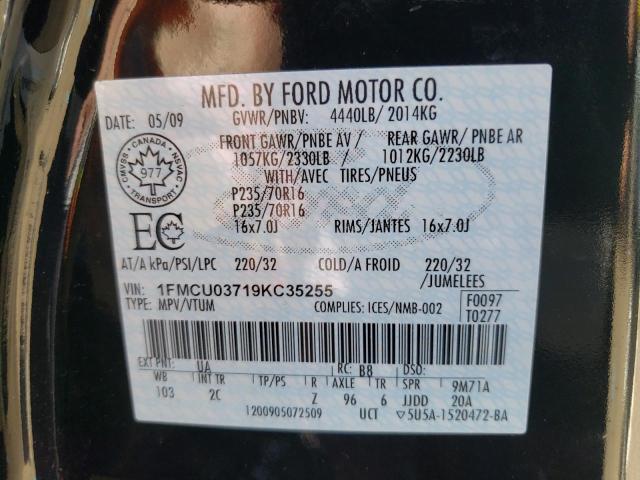 Photo 10 from auction – 2009 FORD ESCAPE XLT with VIN 1FMCU03719KC35255