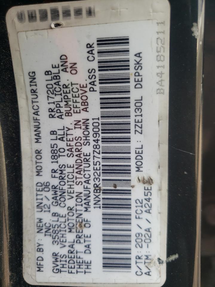 Photo 10 from auction – 2007 TOYOTA COROLLA CE with VIN 1NXBR32E57Z849001