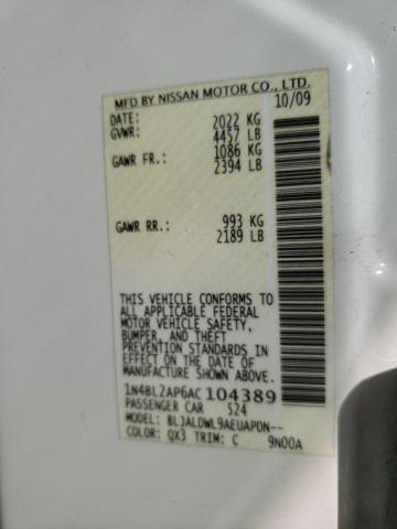Photo 10 from auction – 2010 NISSAN ALTIMA SR with VIN 1N4BL2AP6AC104389