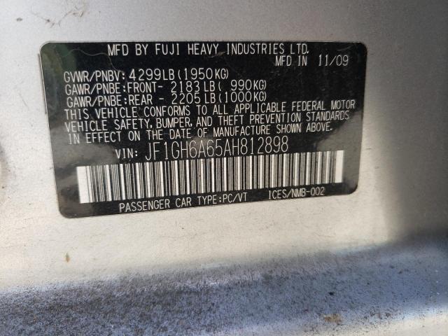 Photo 10 from auction – 2010 SUBARU IMPREZA 2. with VIN JF1GH6A65AH812898