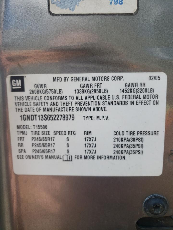 Photo 10 from auction – 2005 CHEVROLET TRAILBLAZE with VIN 1GNDT13S652278979