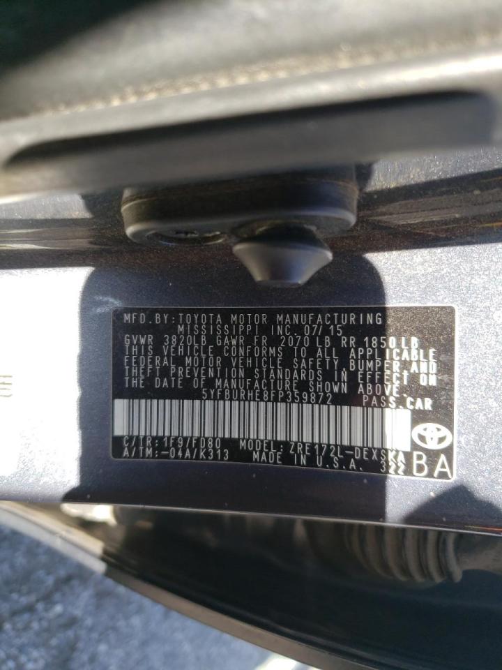 Photo 10 from auction – 2015 TOYOTA COROLLA L with VIN 5YFBURHE8FP359872