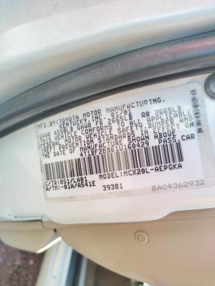 Photo 10 from auction – 2001 TOYOTA AVALON XL with VIN 4T1BF28B61U160429