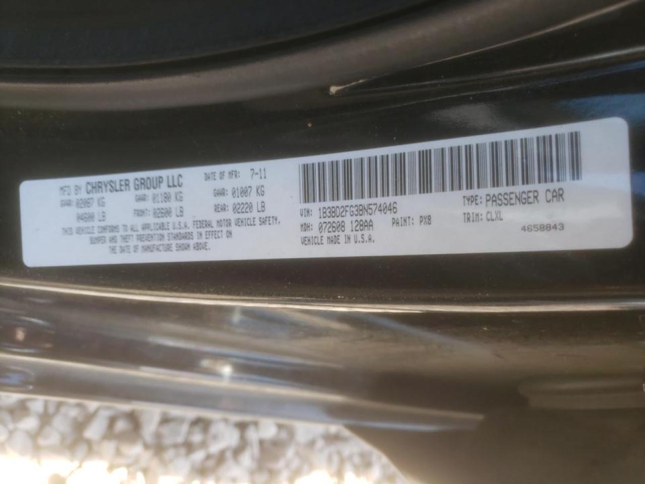 Photo 10 from auction – 2011 DODGE AVENGER LU with VIN 1B3BD2FG3BN574046