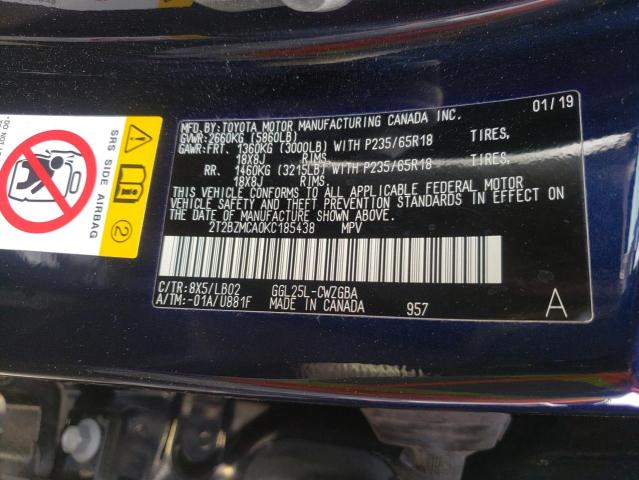 Photo 10 from auction – 2019 LEXUS RX 350 BAS with VIN 2T2BZMCA0KC185438