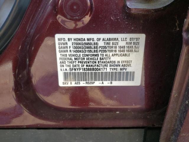 Photo 10 from auction – 2008 HONDA PILOT SE with VIN 5FNYF18388B004171