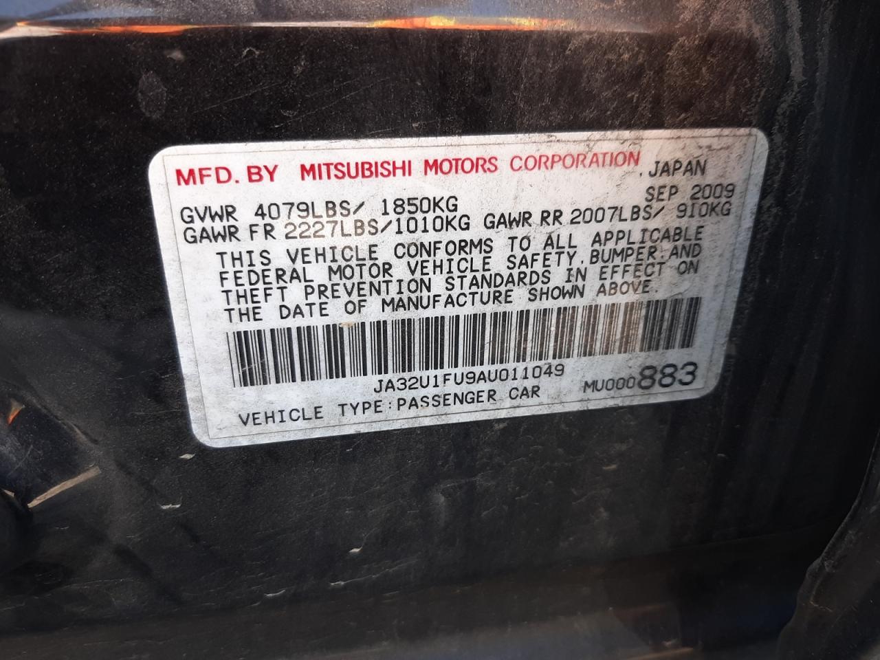 Photo 10 from auction – 2010 MITSUBISHI LANCER DE with VIN JA32U1FU9AU011049