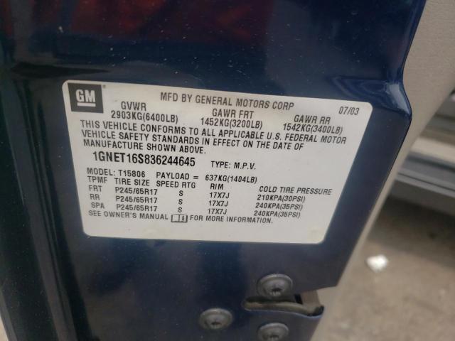 Photo 10 from auction – 2003 CHEVROLET TRAILBLAZE with VIN 1GNET16S836244645