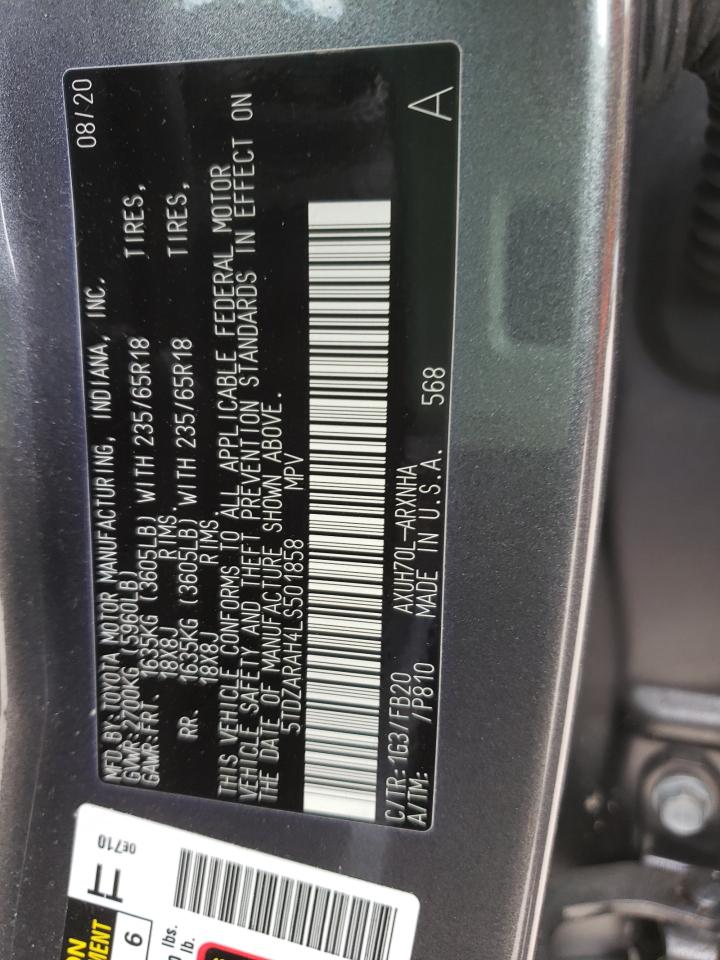 Photo 10 from auction – 2020 TOYOTA HIGHLANDER with VIN 5TDZARAH4LS501858