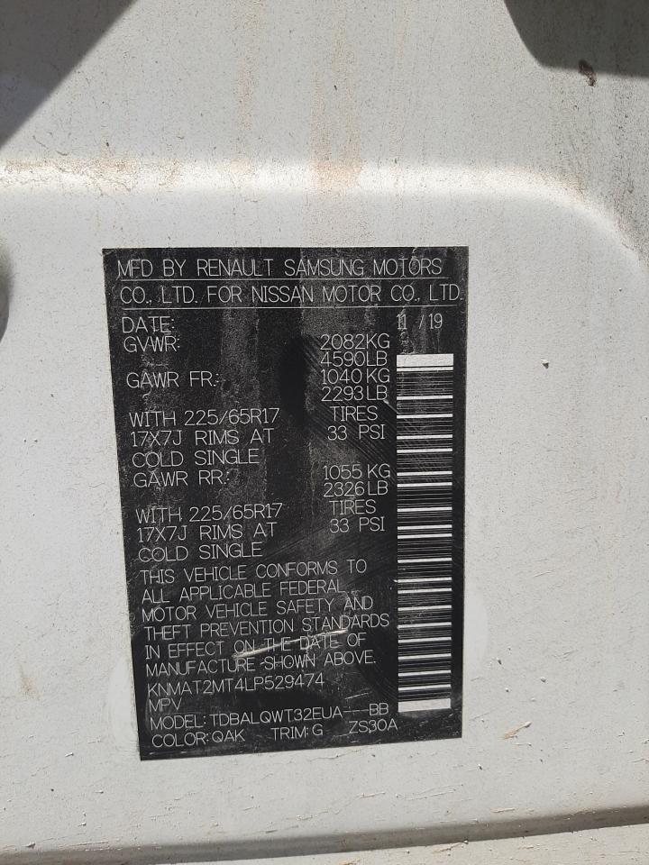 Photo 10 from auction – 2020 NISSAN ROGUE S with VIN KNMAT2MT4LP529474