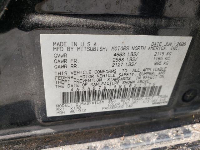 Photo 10 from auction – 2009 MITSUBISHI GALANT SPO with VIN 4A3AB76T89E021376